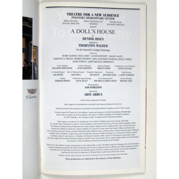 A Doll's House Playbill Pride June 2016 NYC Theatre New Audience Ibsen Lacey - Picture 3 of 8